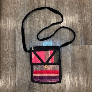 Handwoven Pink Stripe Crossbody Bag